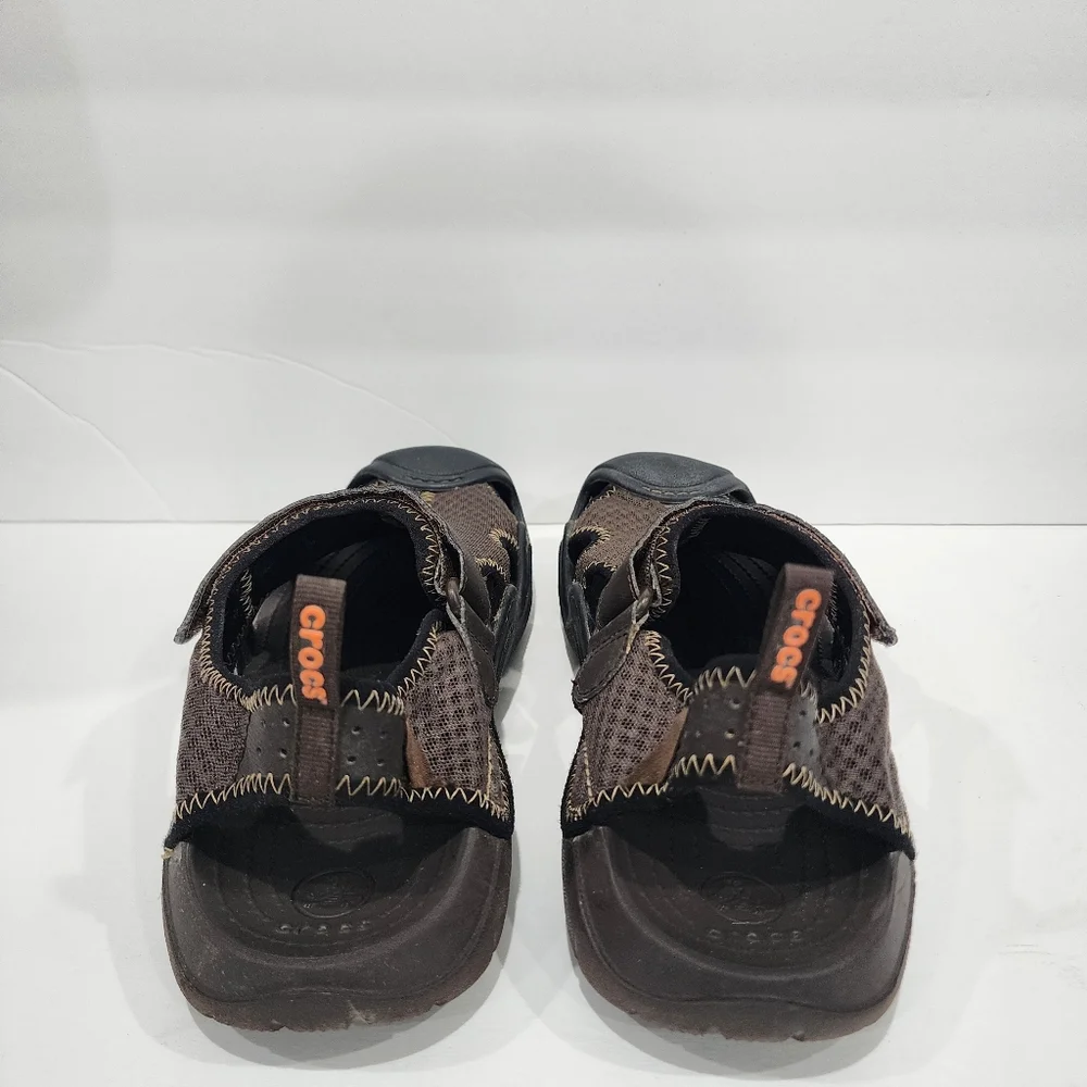CROCS Brown SwiftWater Mesh Fisherman Deck Sandals Water Shoes Size 8m